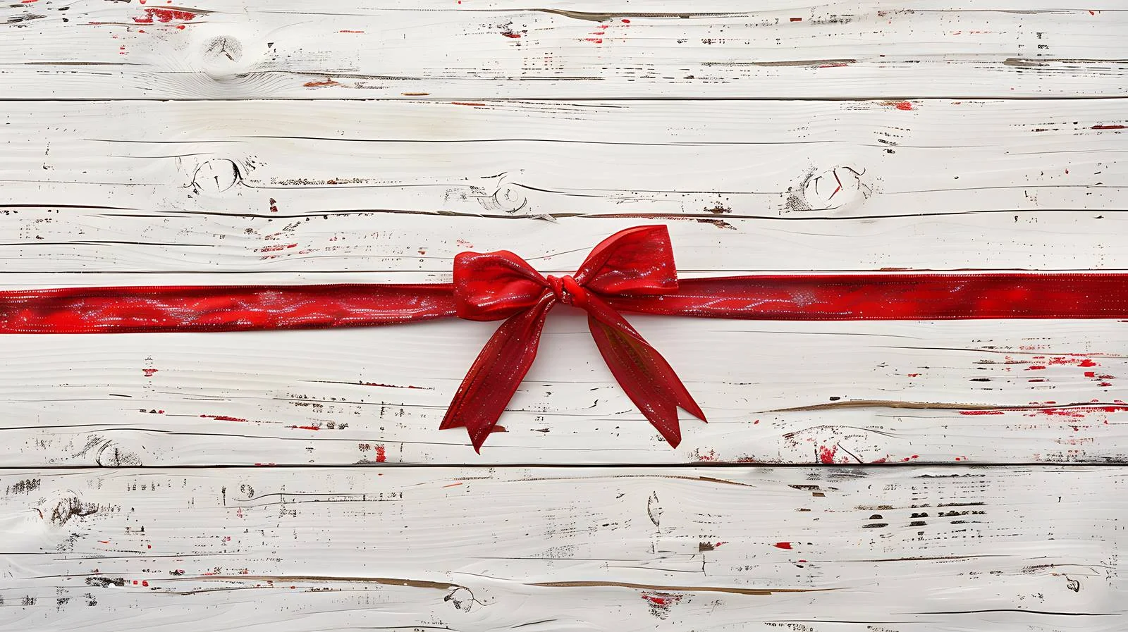 Elegant Red Christmas Bow on White Wood — free download from Dotvec
