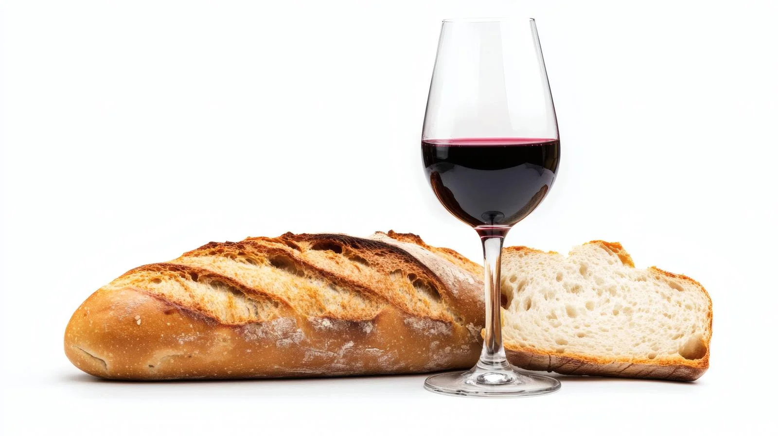Elegant Red Wine and Bread on White — free download from Dotvec