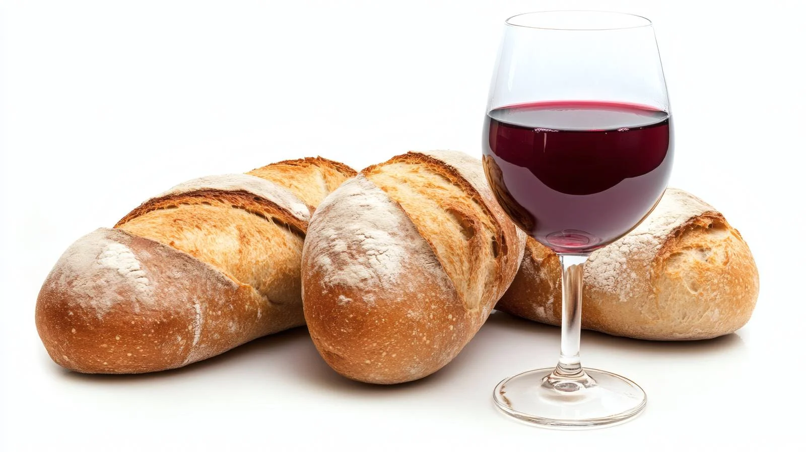 Elegant Red Wine and Bread on White — free download from Dotvec