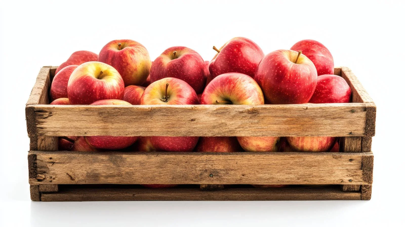 Fresh Red Apples Wooden Box White — free download from Dotvec