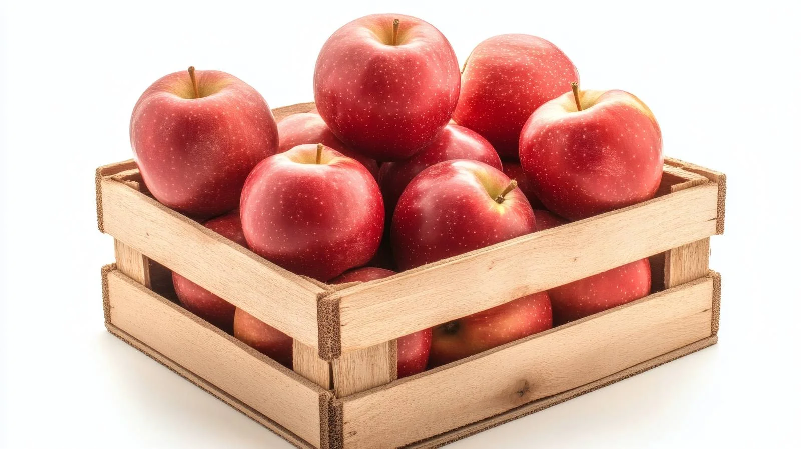 Fresh Red Apples in Wood Box on White — free download from Dotvec