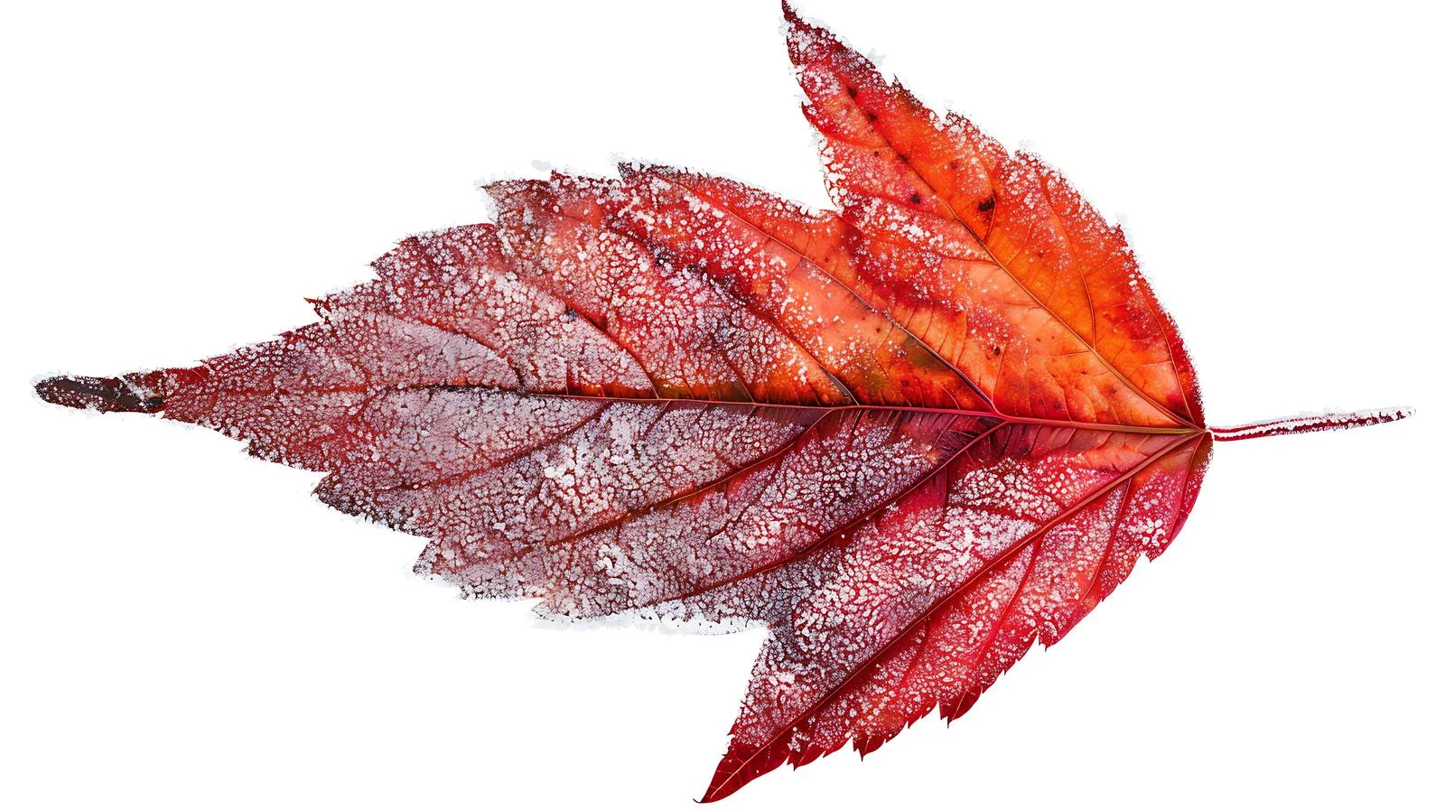 Vivid Red Autumn Leaf Frosty Isolated — free download from Dotvec