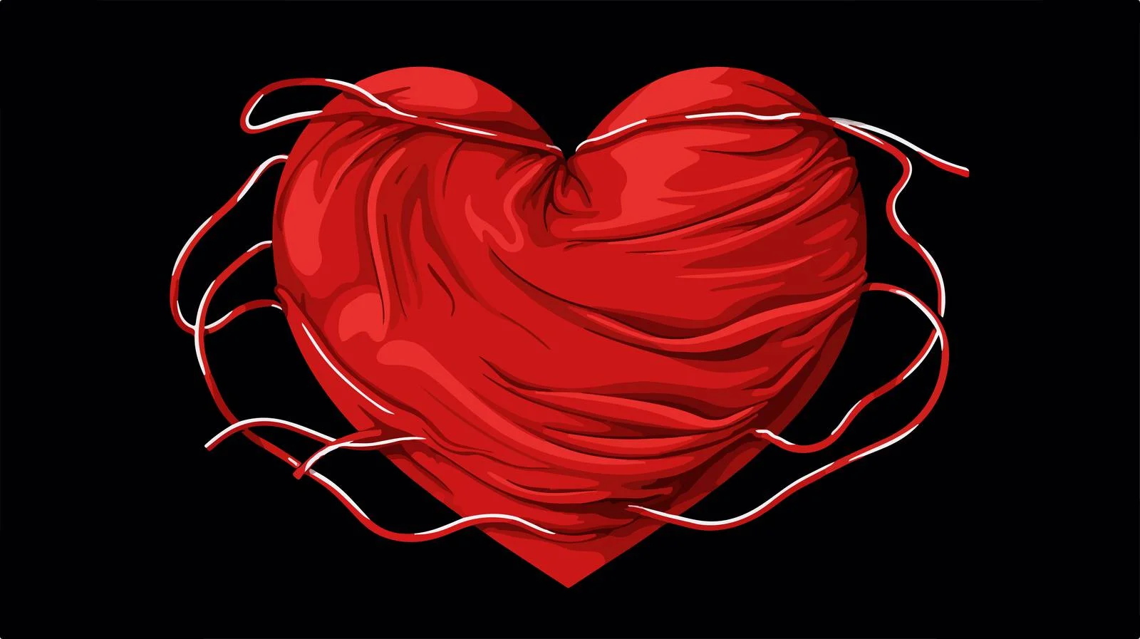Heart Cloth Art on Black Background — free download from Dotvec