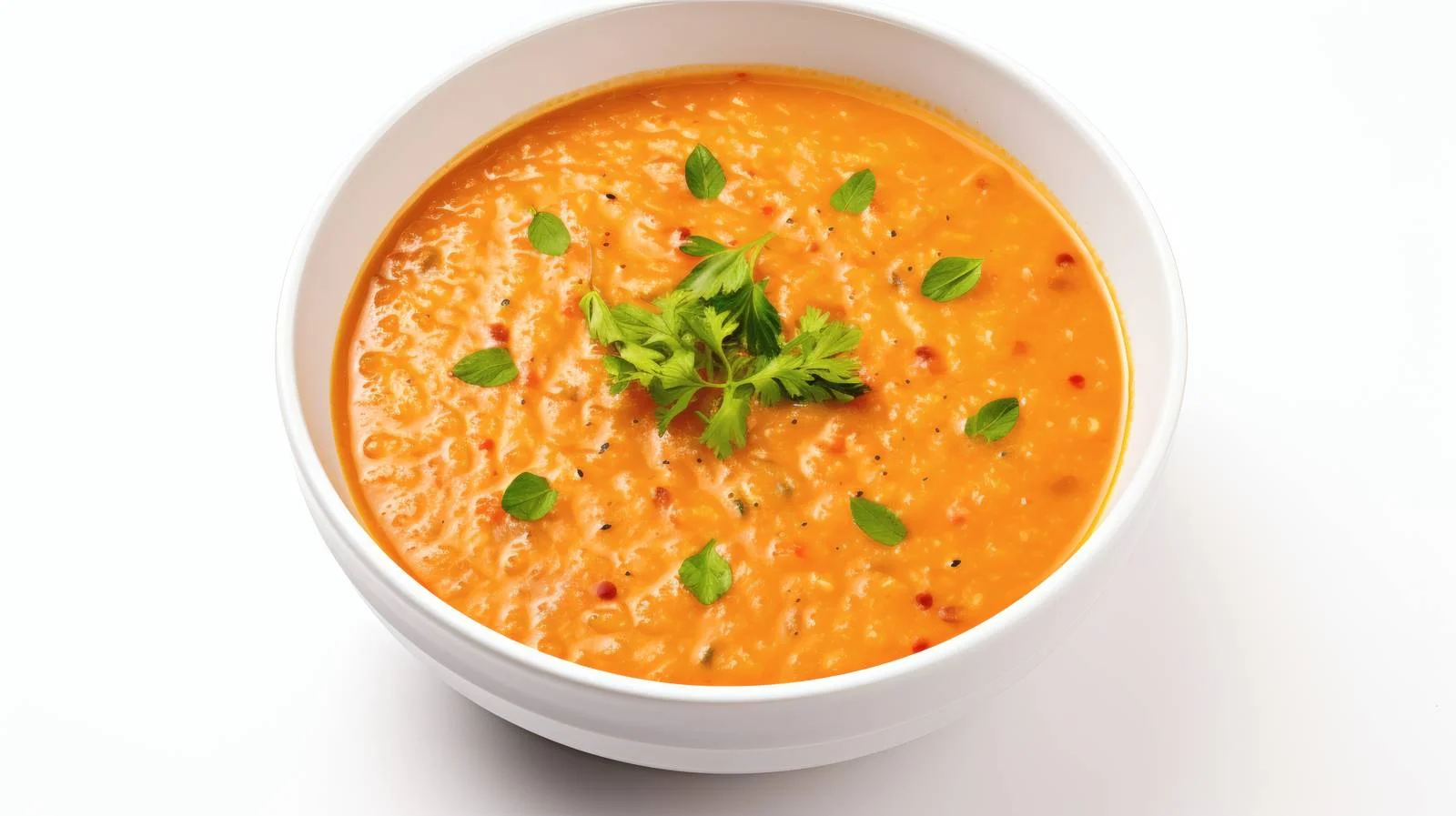 Vibrant Red Lentil Veggie Soup on White — free download from Dotvec