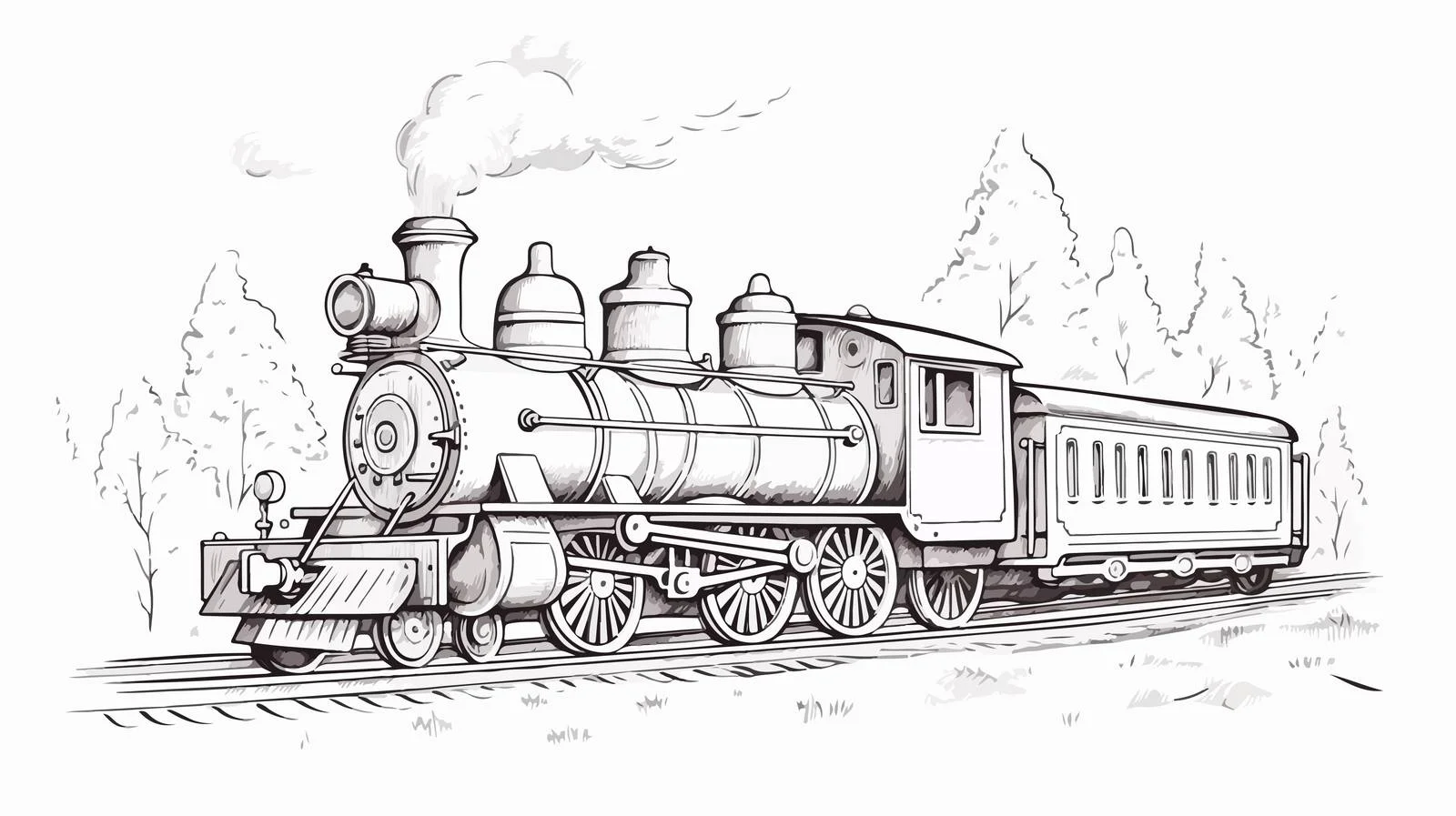 Vintage Steam Train Sketch Illustration — free download from Dotvec