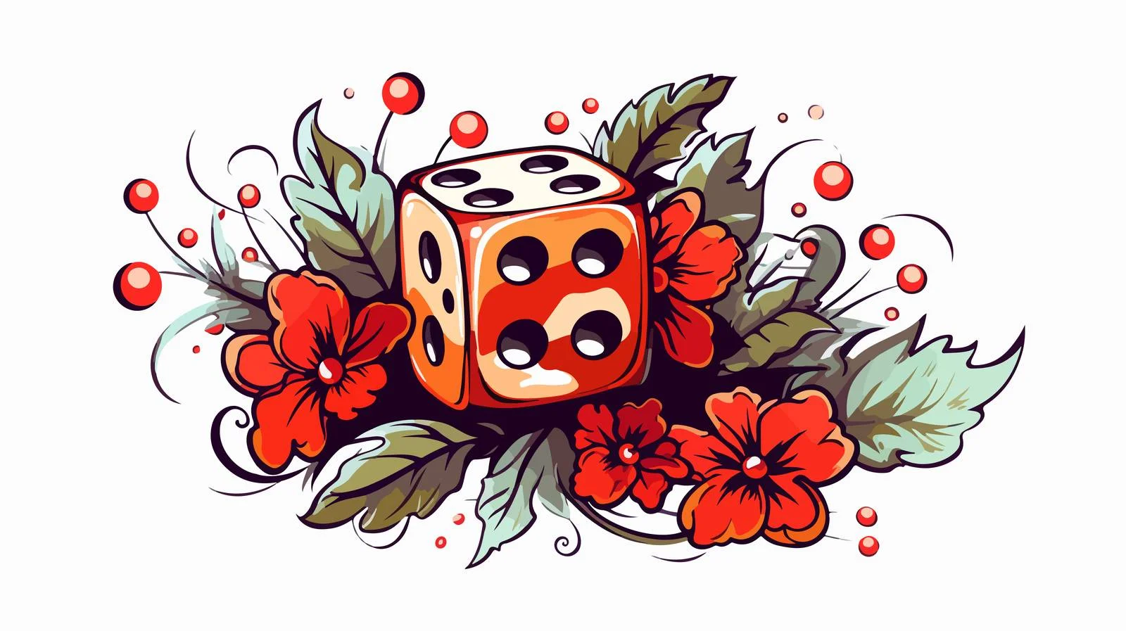 Vintage Dice Roll with Floral Design — free download from Dotvec