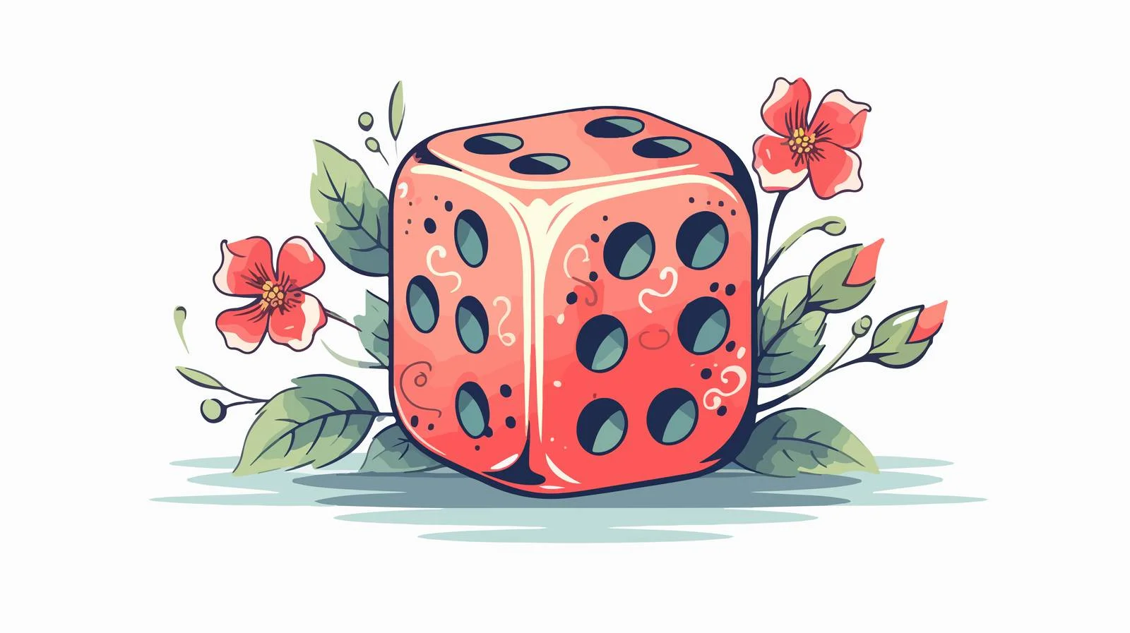 Retro Tattoo Dice Roll with Floral — free download from Dotvec