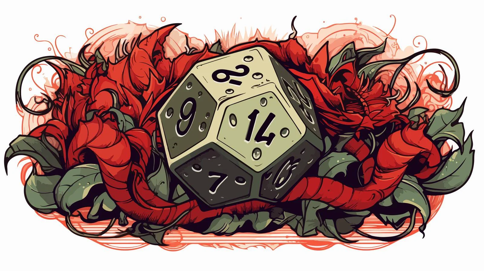 Vintage D20 Dice Roll Artwork — free download from Dotvec