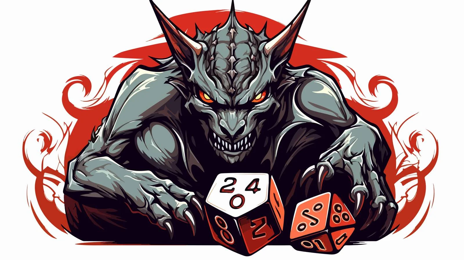 Retro Tiefling D20 Tattoo Artwork — free download from Dotvec