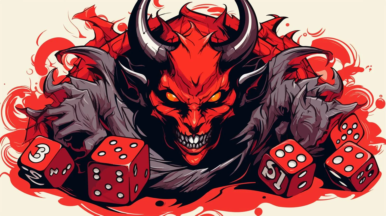 Retro Tattoo Tiefling & Natural Twenty Dice — free download from Dotvec