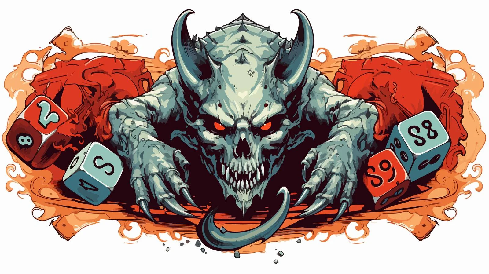 Retro Tattoo Tiefling with Natural Twenty Dice — free download from Dotvec