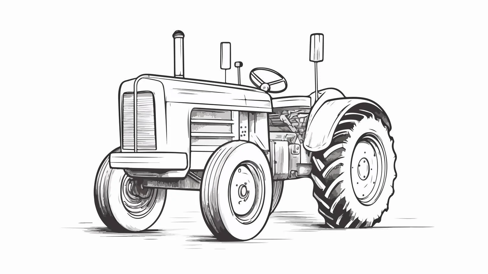 Vintage Tractor Sketch Farm Transportation Image — free download from Dotvec