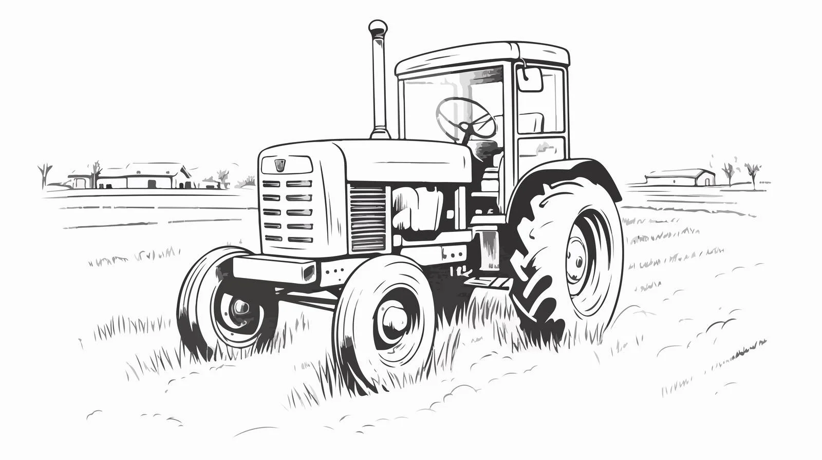 Vintage Tractor Sketch Farm Transportation — free download from Dotvec