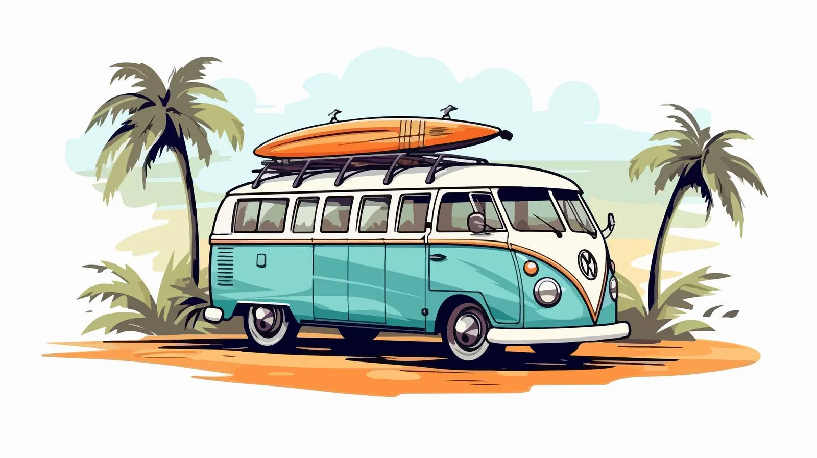 Vintage Car Surf Summer Vacation — free download from Dotvec
