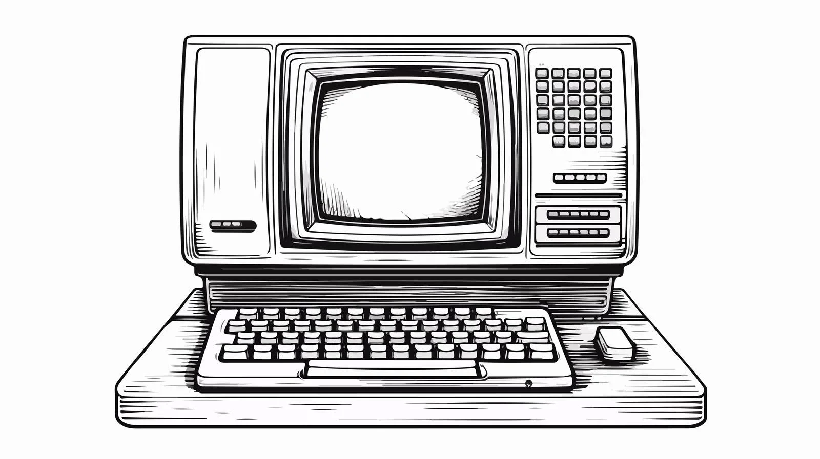 Vintage Computer Sketch Engraving Illustration — free download from Dotvec