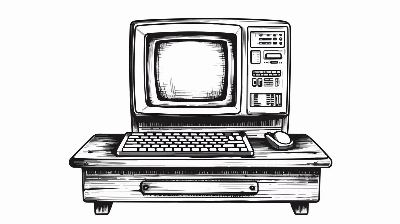 Vintage Computer Engraving Sketch — free download from Dotvec