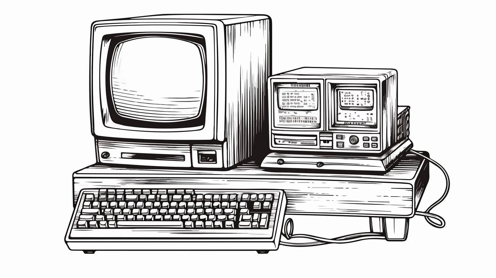 Vintage Computer Engraving Sketch Illustration — free download from Dotvec
