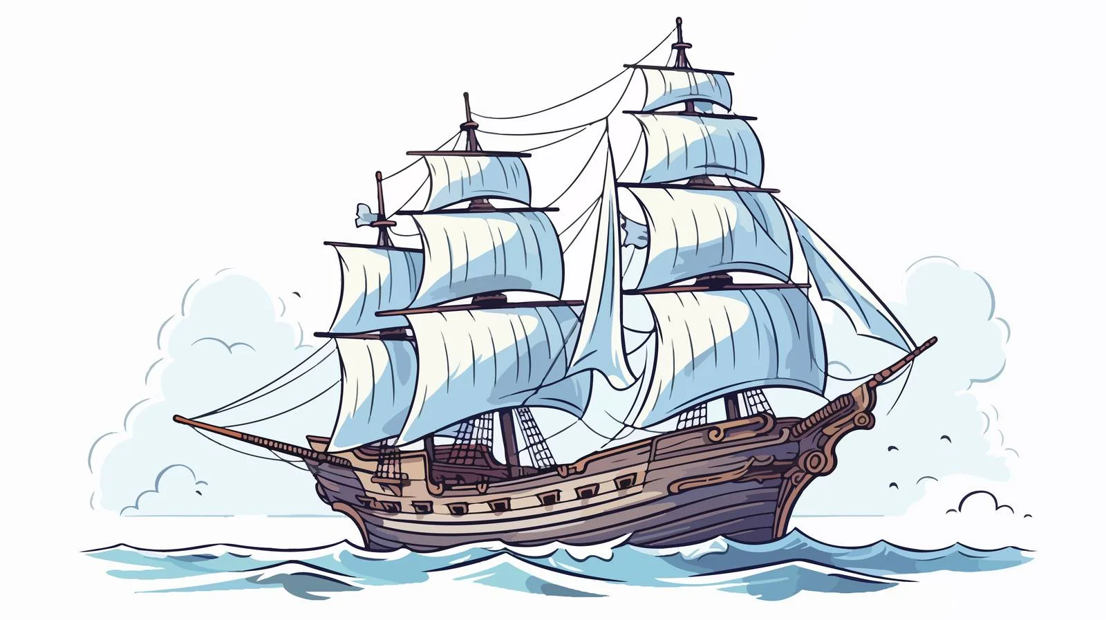 Retro Pirate Ship Cartoon Sketch — free download from Dotvec