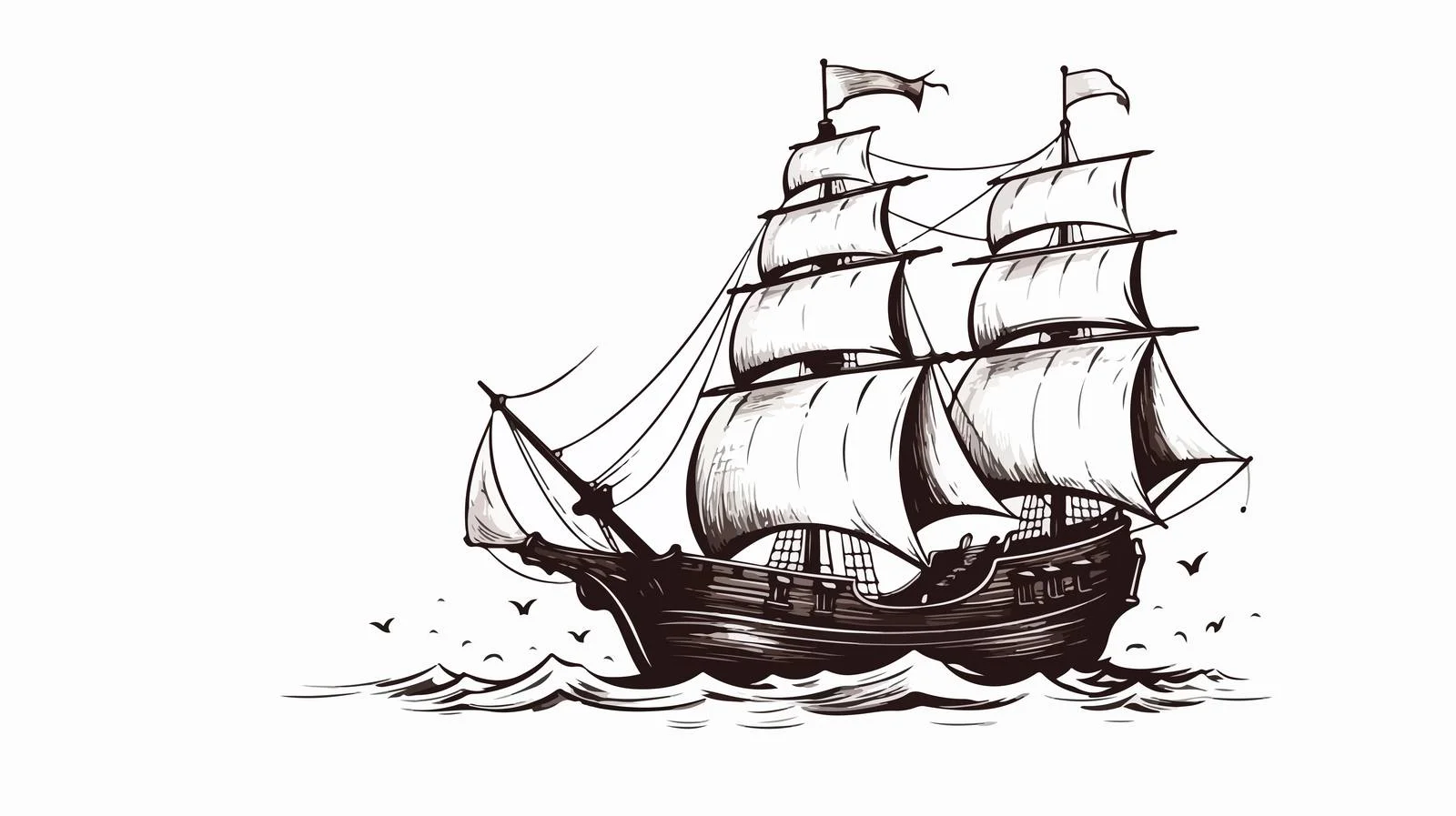 Hand-Drawn Retro Pirate Ship Sketch — free download from Dotvec