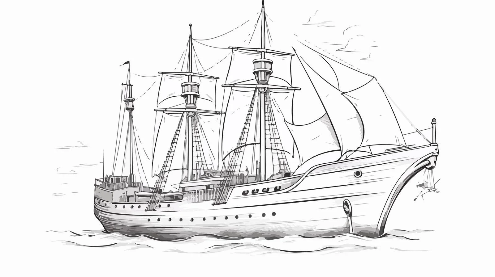 Nautical Theme Ship Sketch Vector Illustration — free download from Dotvec