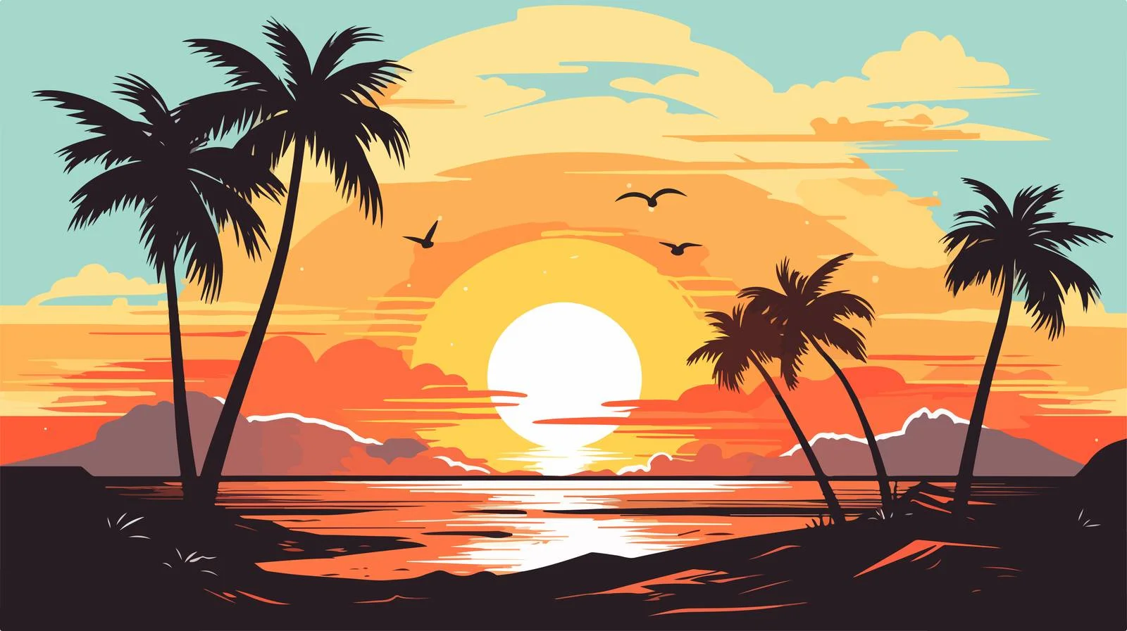 Vintage Sunset Vector Design — free download from Dotvec