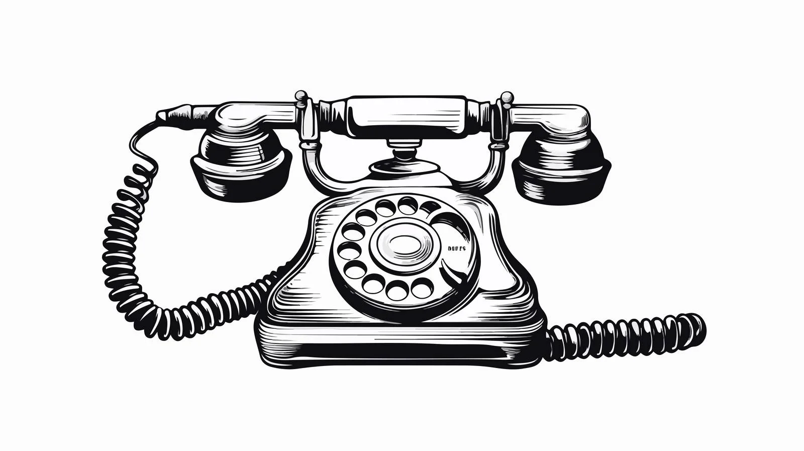 Vintage Engraved Telephone Sketch — free download from Dotvec
