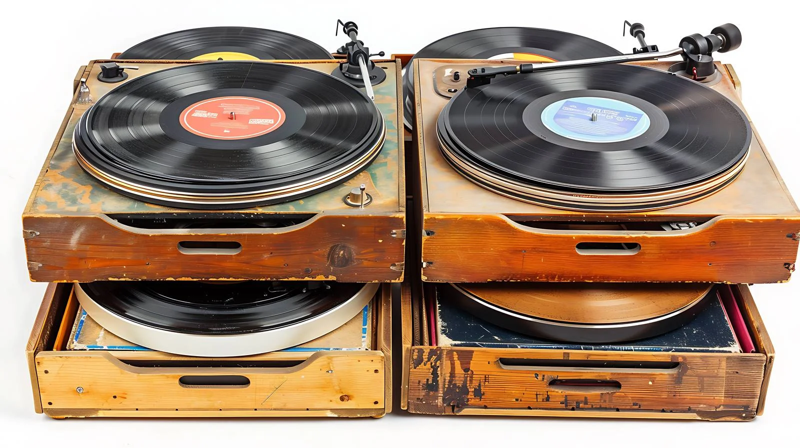 Vintage Vinyl Store: Rows of Records and Turntable — free download from Dotvec