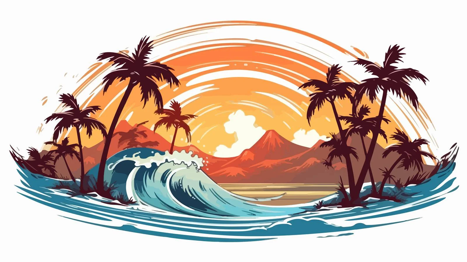 Tropical Surfing Scene — free download from Dotvec