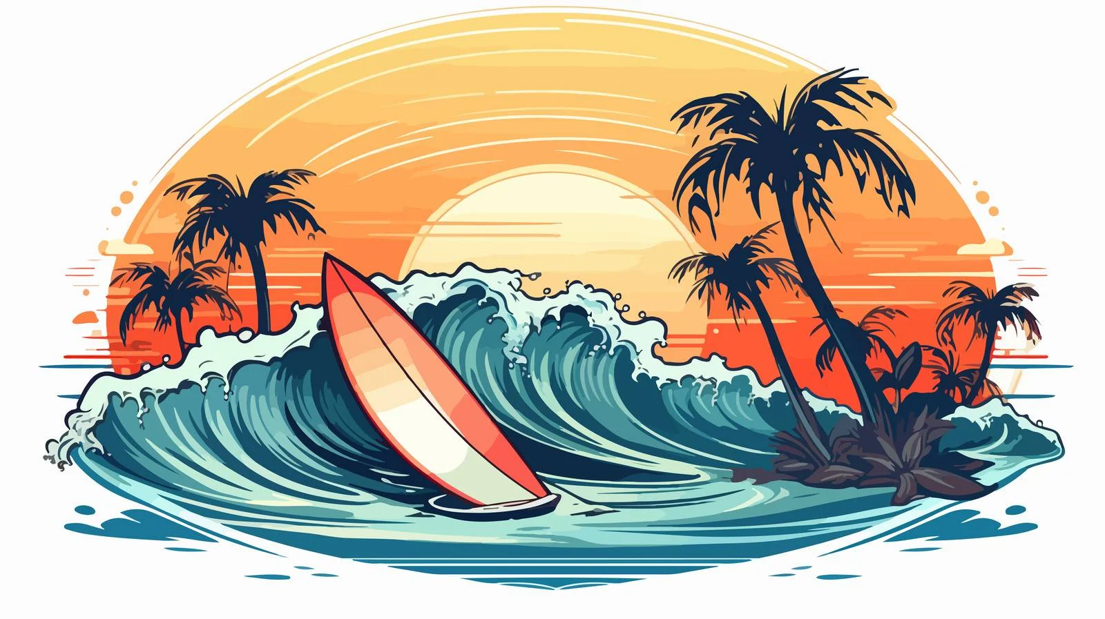 Tropical Surfing Scene — free download from Dotvec