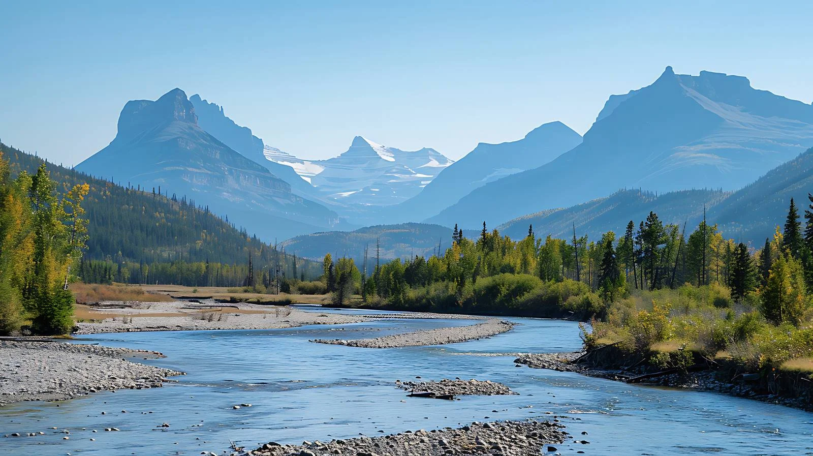 Serene River and Majestic Mountains by Glacier — free download from Dotvec