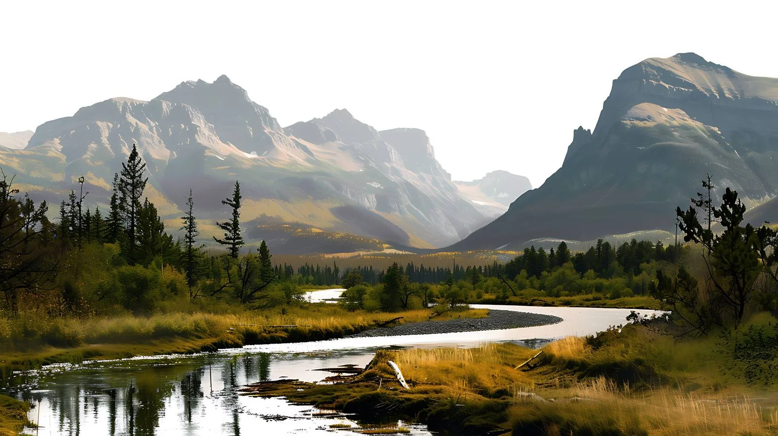 Tranquil River and Majestic Mountains by Glacier — free download from Dotvec