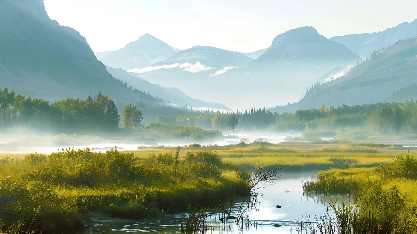 Scenic River and Glacier Peaks View — free download from Dotvec