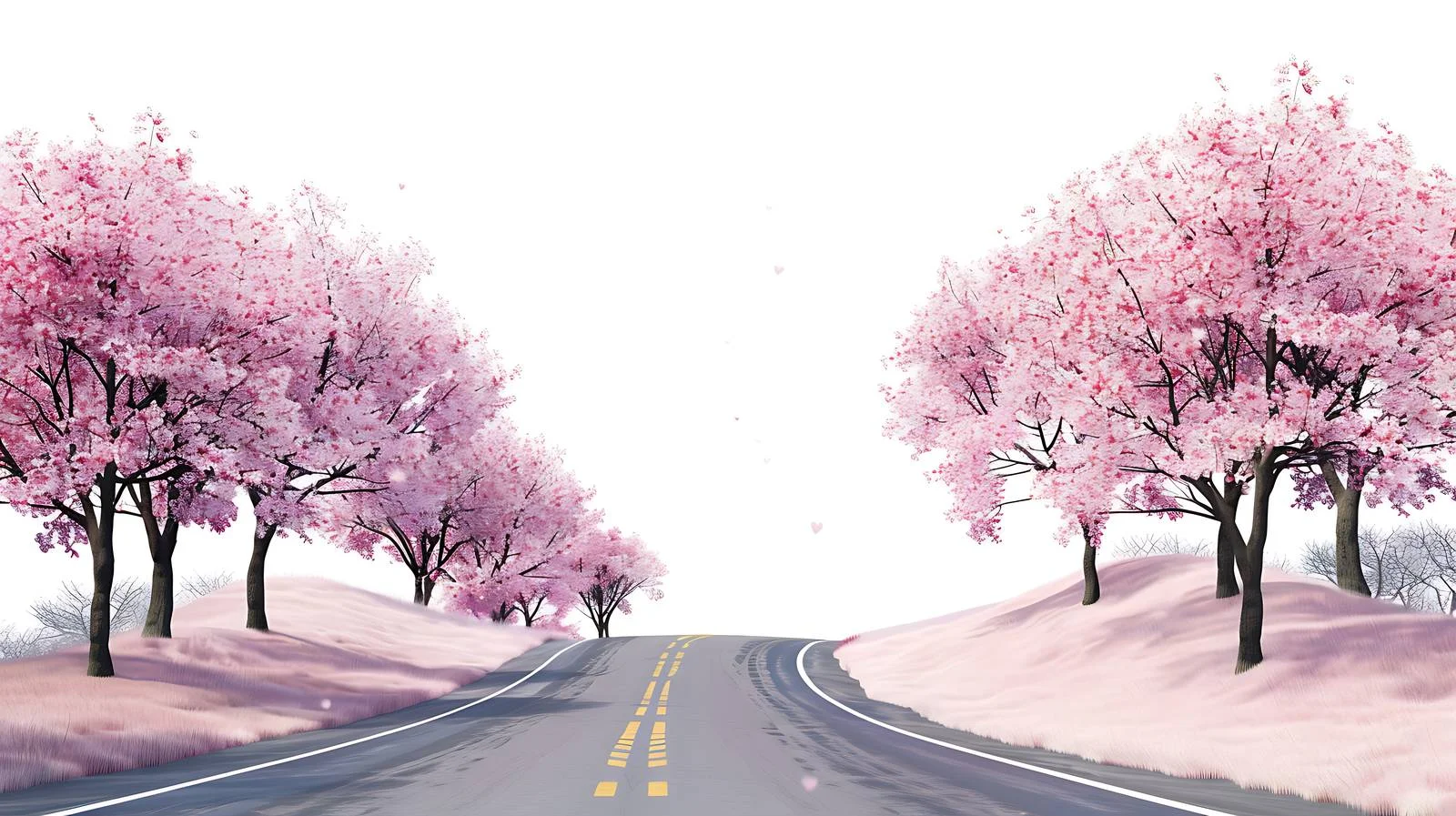 Tranquil Lane Amid Cherry Blossoms Isolation — free download from Dotvec