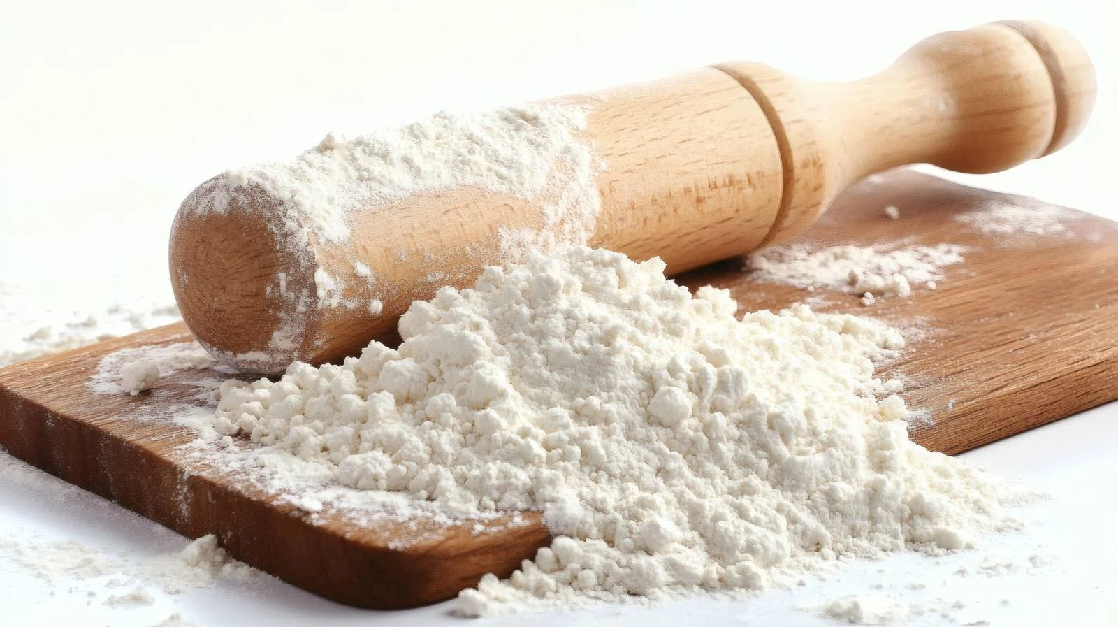 Traditional Rolling Pin and Flour on Board — free download from Dotvec