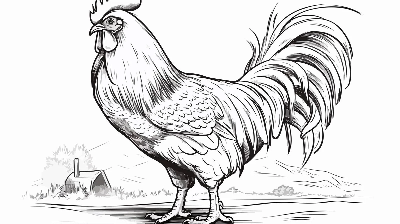 Hand-Drawn Rooster Farm Vector Illustration — free download from Dotvec