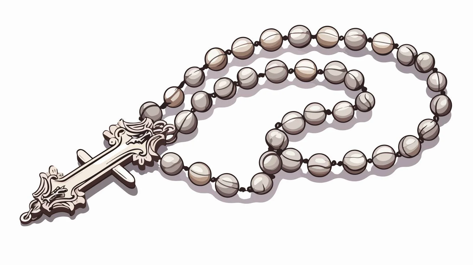 Religious Hand-Drawn Rosary with Cross Sketch — free download from Dotvec