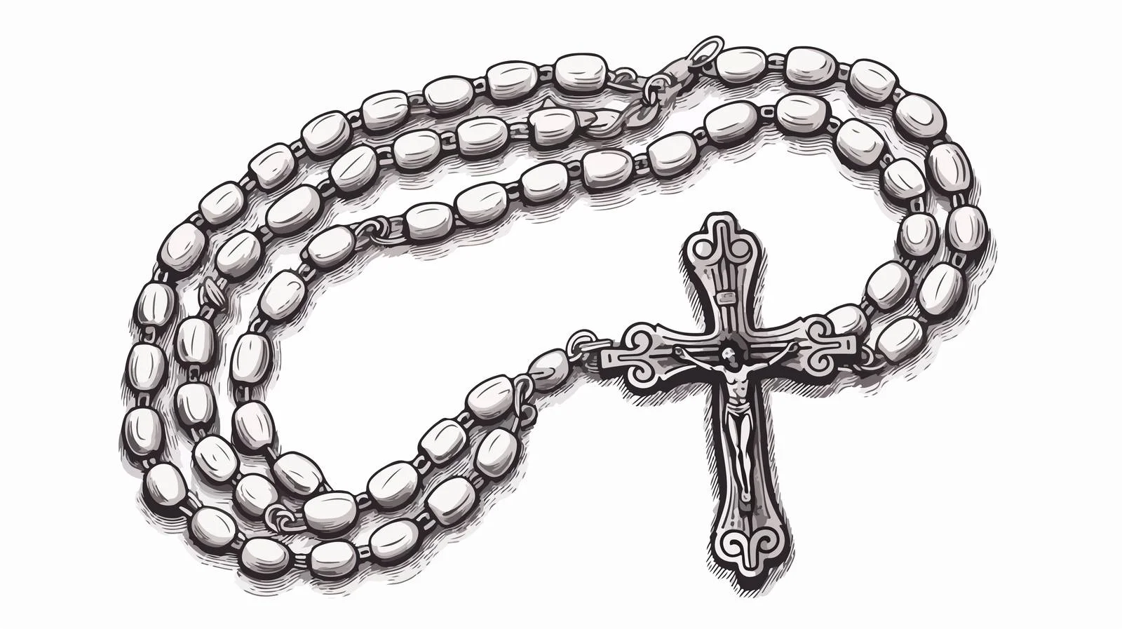 Hand Drawn Rosary Cross Sketch Vector — free download from Dotvec