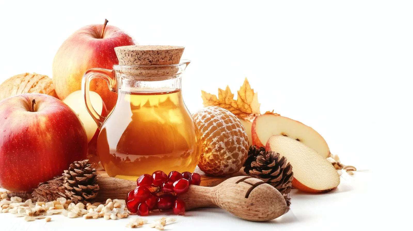 Rosh Hashanah Traditional Symbols on White — free download from Dotvec