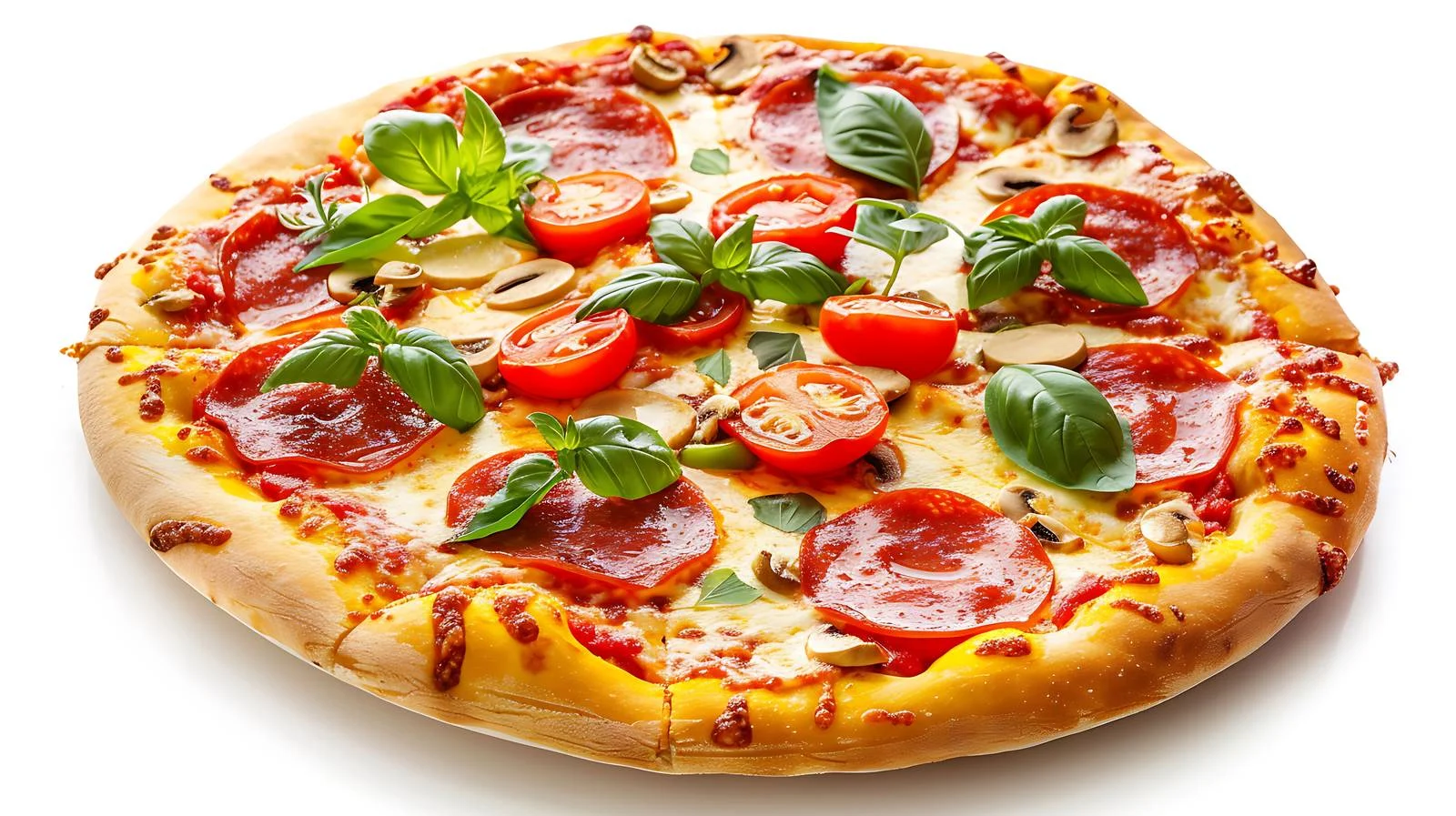 Delicious round pizza on white background — free download from Dotvec