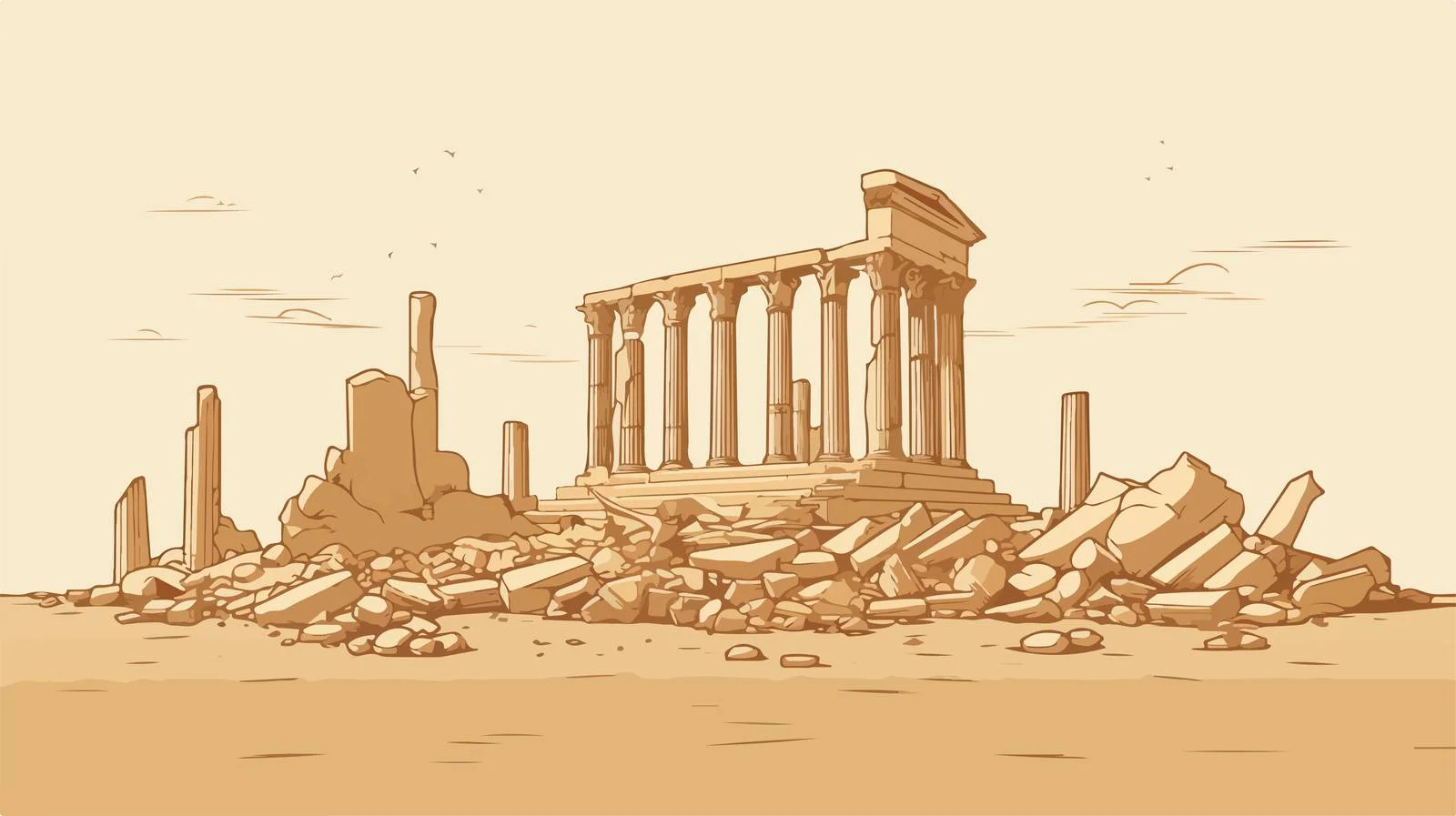 Ancient Greek Temple Ruins With Columns — free download from Dotvec