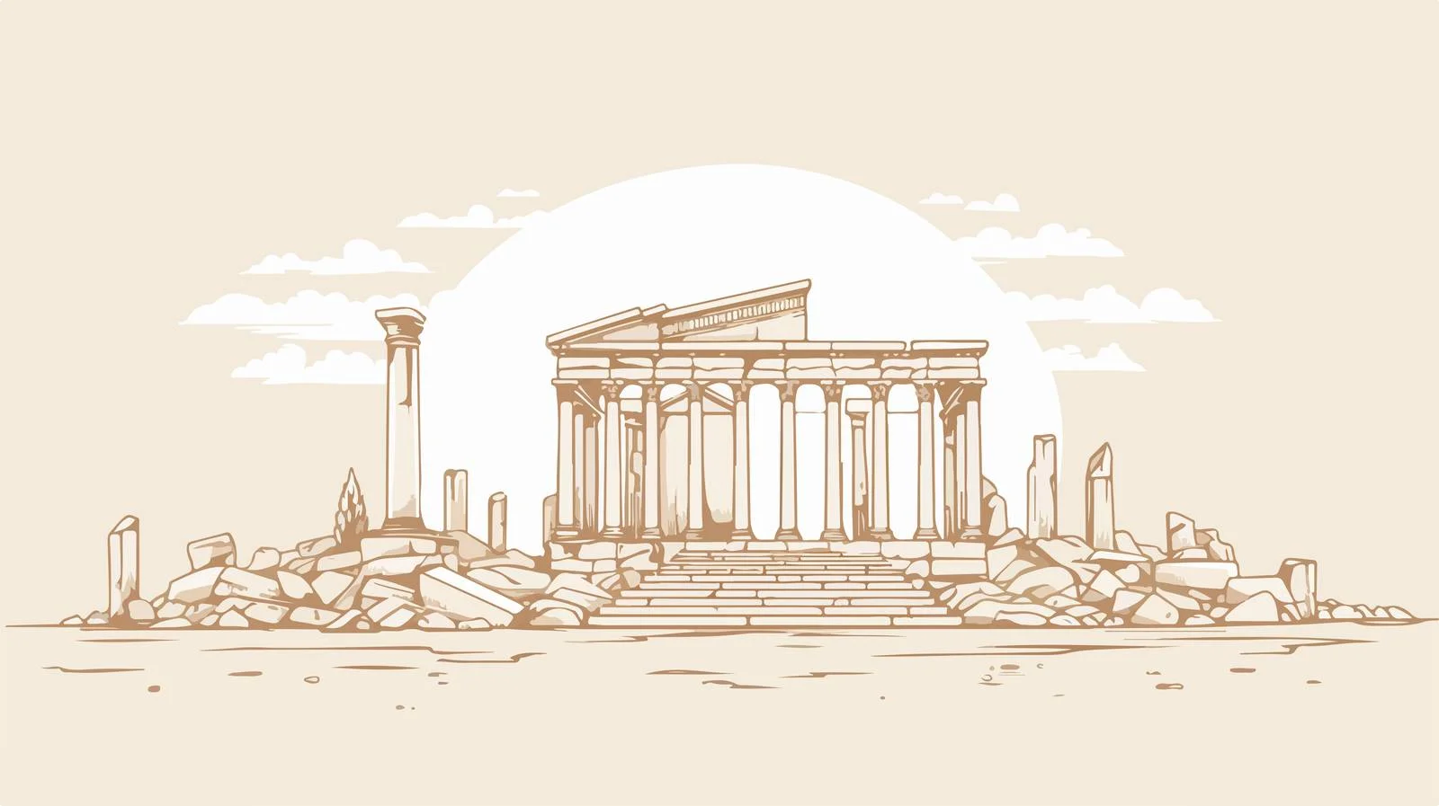 Ancient Greek Temple Ruins with Columns — free download from Dotvec