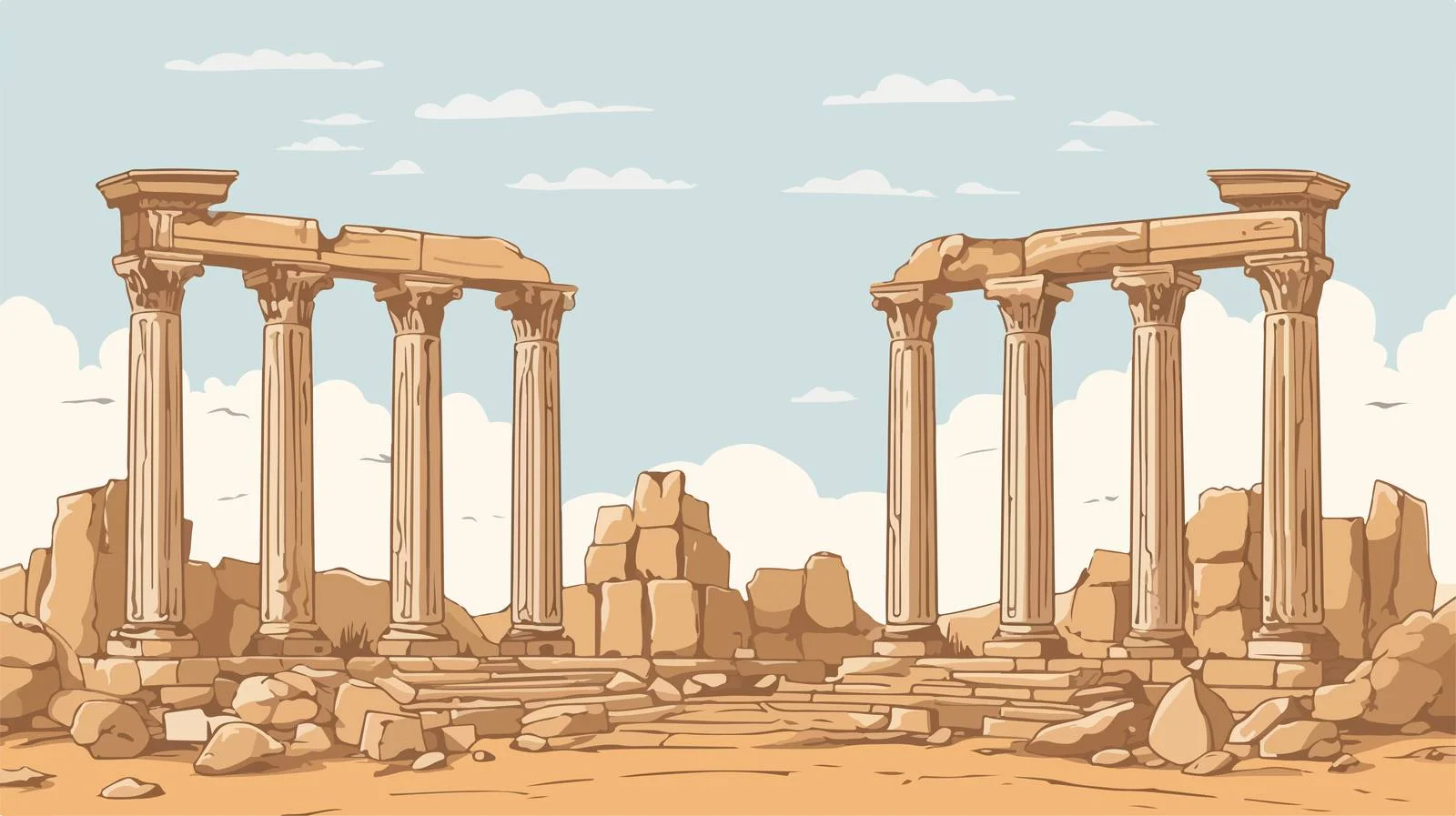 Ancient Greek Temple Ruins with Columns — free download from Dotvec