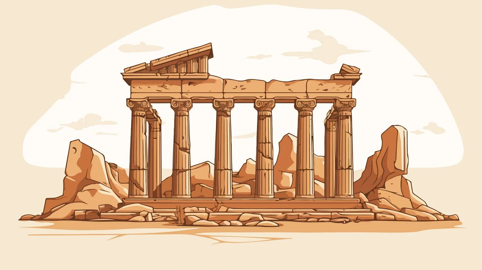Ancient Greek Temple Ruins with Columns — free download from Dotvec