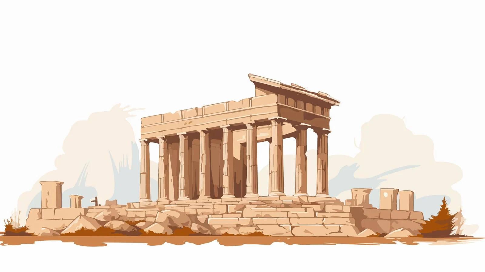 Ancient Greek Temple Ruins with Columns — free download from Dotvec