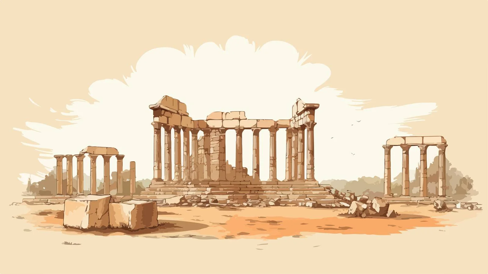 Ancient Greek Temple Ruins with Columns — free download from Dotvec