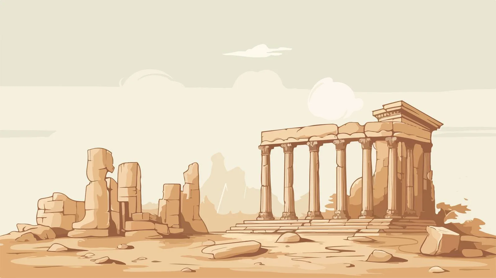 Ancient Greek Temple Ruins with Columns — free download from Dotvec