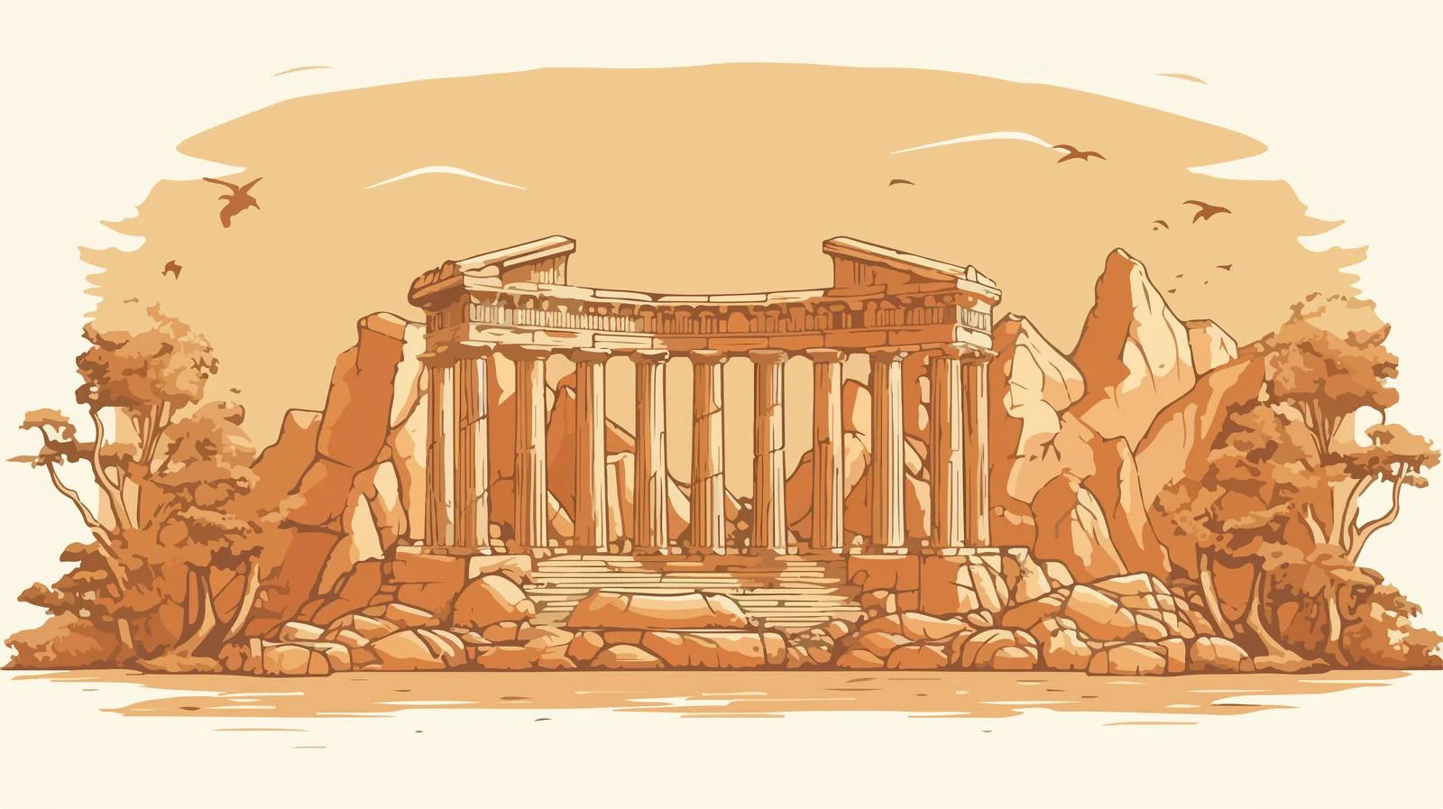 Ancient Greek Temple Columns Ruins — free download from Dotvec