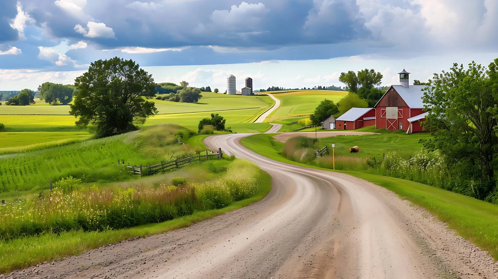 Tranquil Rural Road Amid Central Minnesota Fields — free download from Dotvec