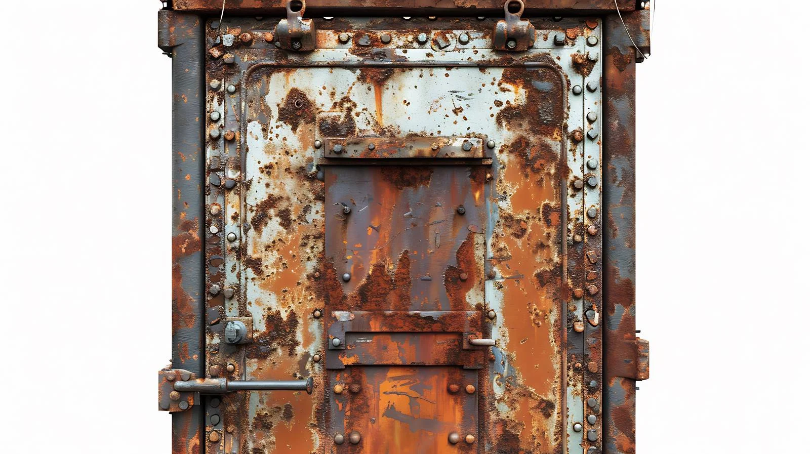 Weathered Door of Vintage Furnace on White — free download from Dotvec