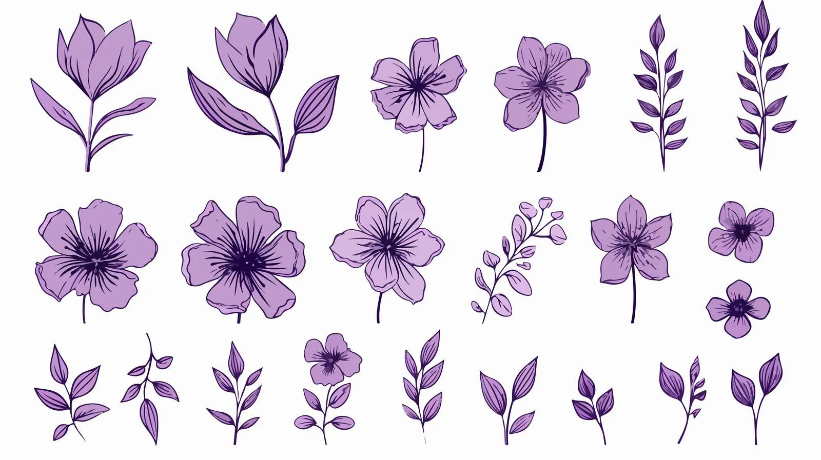 Violet Flower Sketch Vector Garden — free download from Dotvec